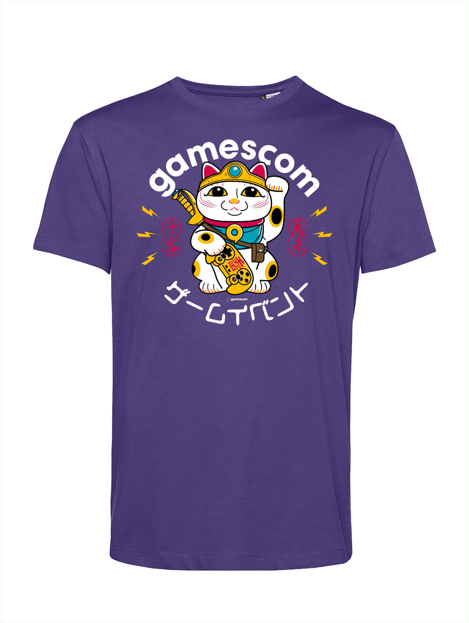 T-Shirt 'LUCKY CAT' (Unisex) in lila