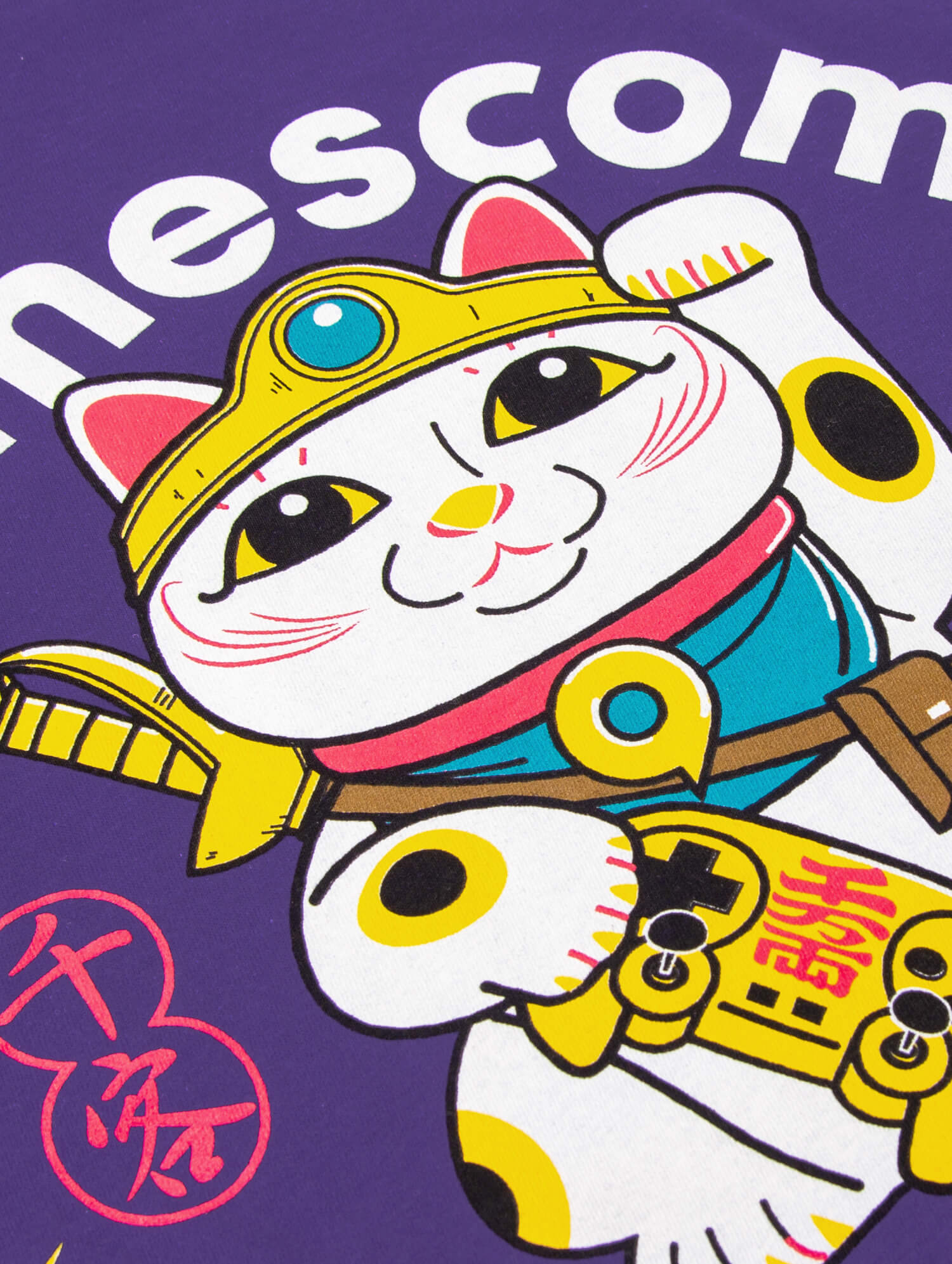 T-Shirt 'LUCKY CAT' (Unisex) in lila